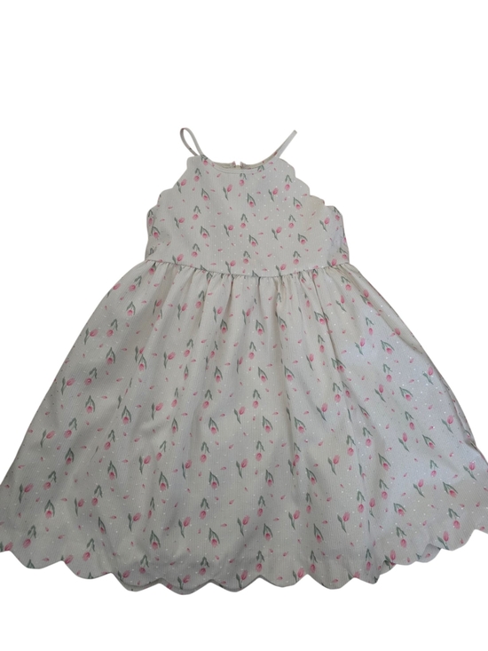 Rachel Zoe Other - Rachel Zoe White Spotted Pink Floral Scallop-Hem Girls Dress